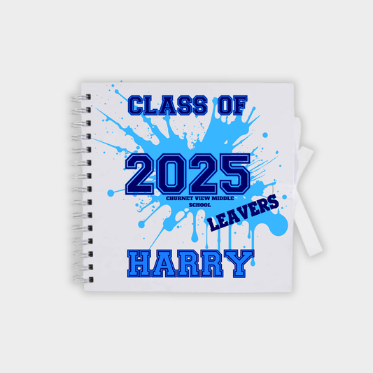 Personalised 2025 Leavers Autograph Notepad - Blue Splatter