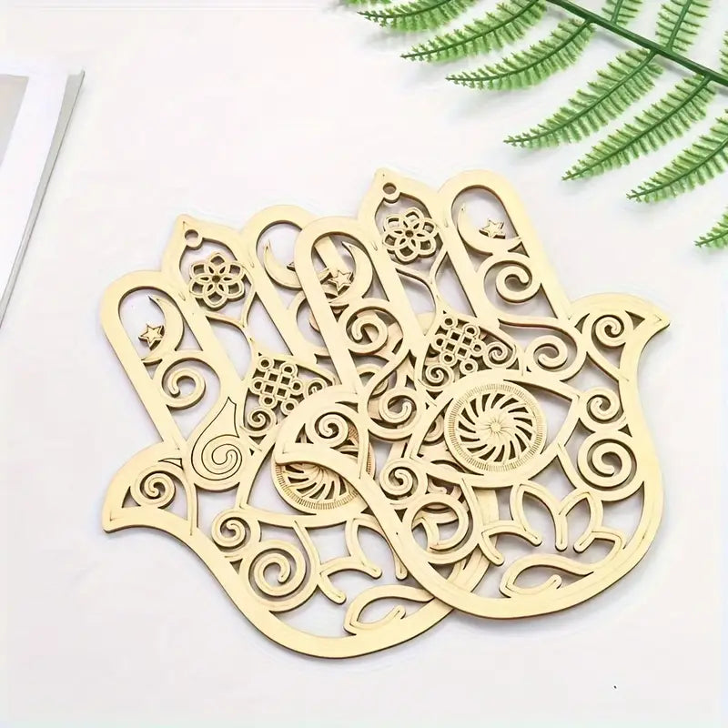 Laser Cut Wooden Hamsa Hand Decoration - Classic Style