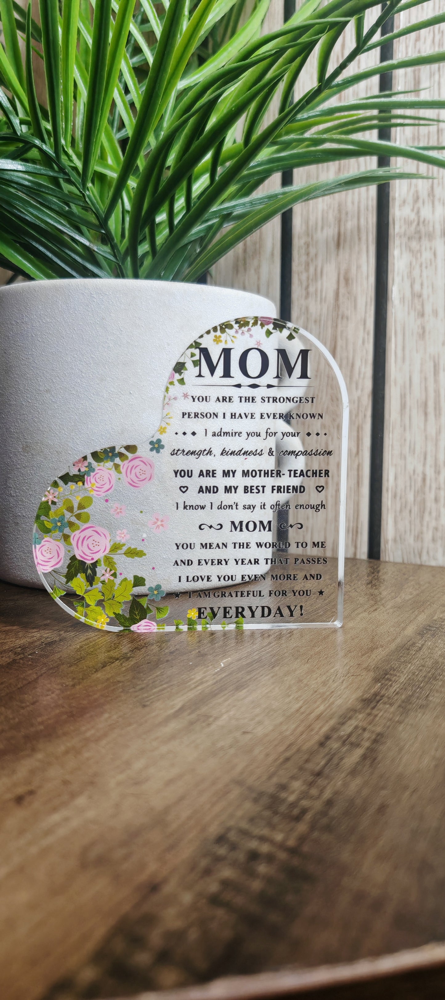 Heart-Shaped Acrylic Plaque for Mom