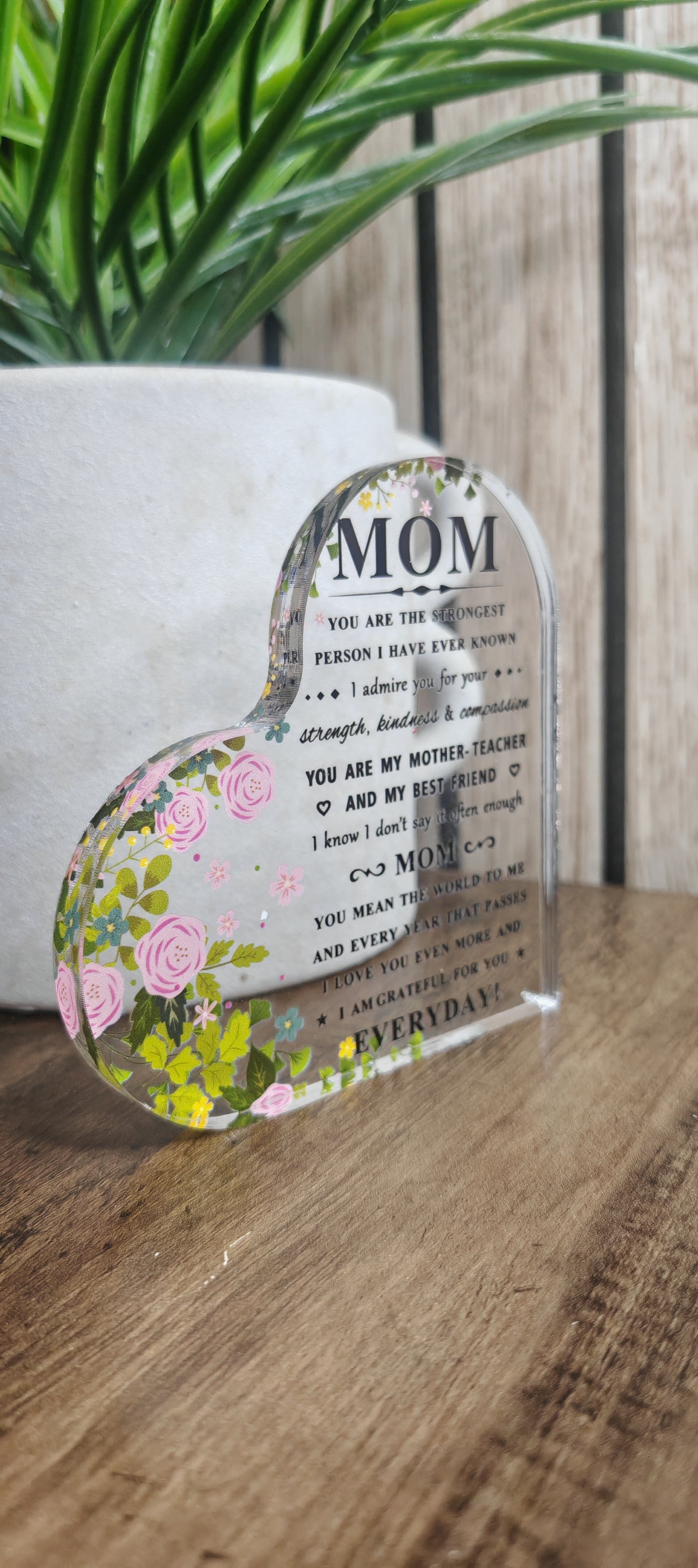 Heart-Shaped Acrylic Plaque for Mom