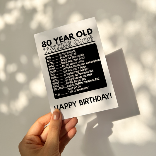 80th Birthday Card - Texting Code