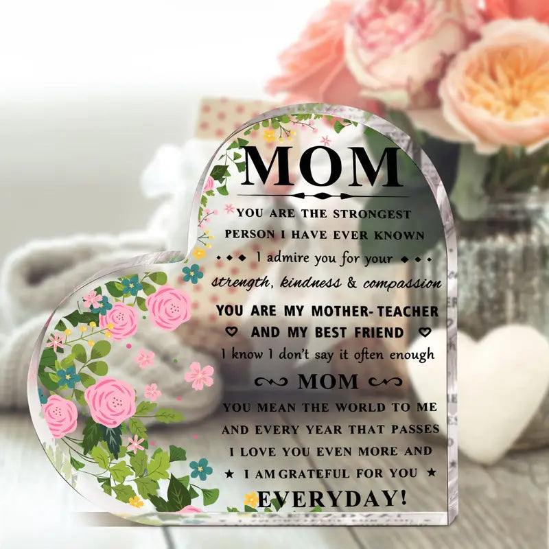Heart-Shaped Acrylic Plaque for Mom