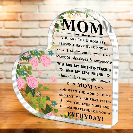 Heart-Shaped Acrylic Plaque for Mom